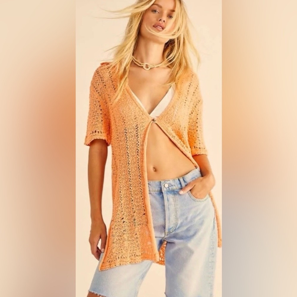 Free People Soda Pop Crochet Cardigan SMALL